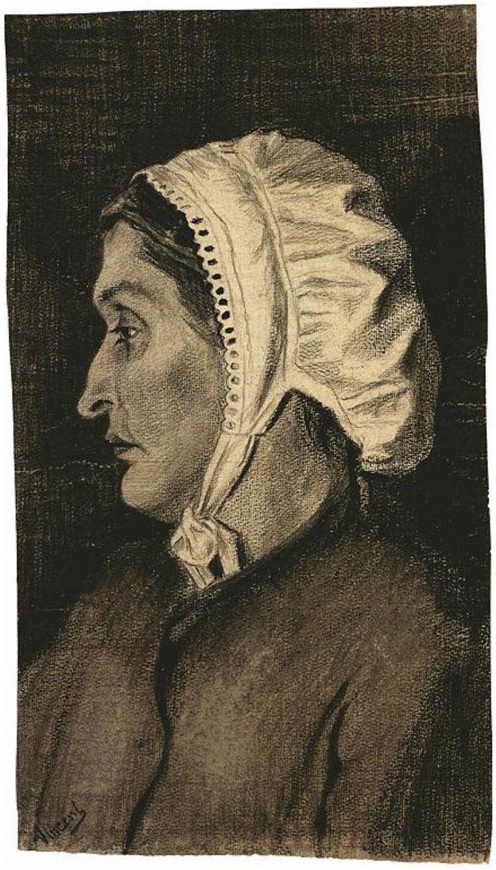 Sien in een witte muts door Vincent van Gogh