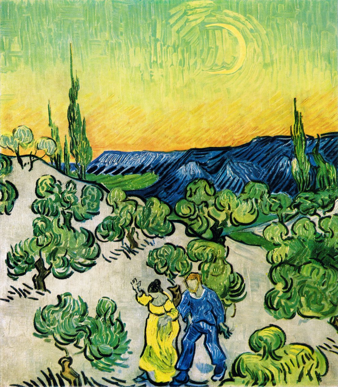 Wandeling in het maanlicht door Vincent van Gogh