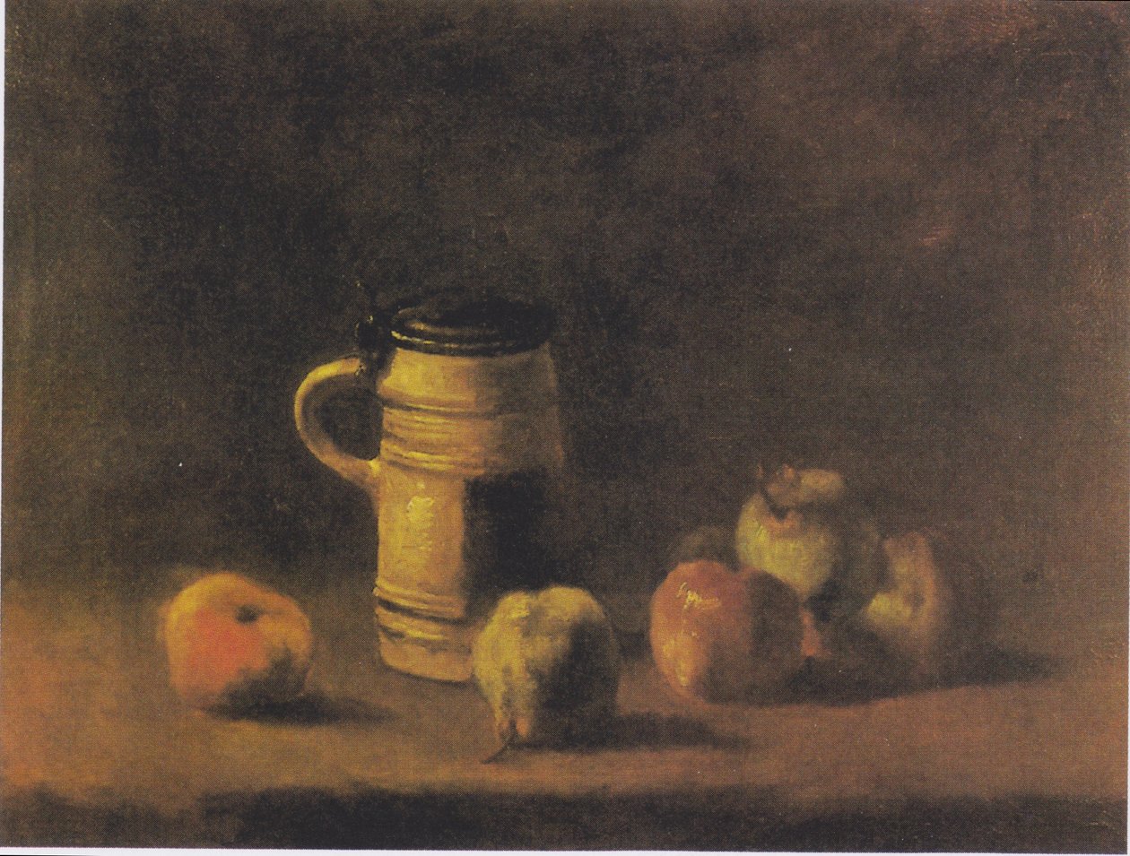 Stilleven met Bierkruik en Fruit door Vincent van Gogh