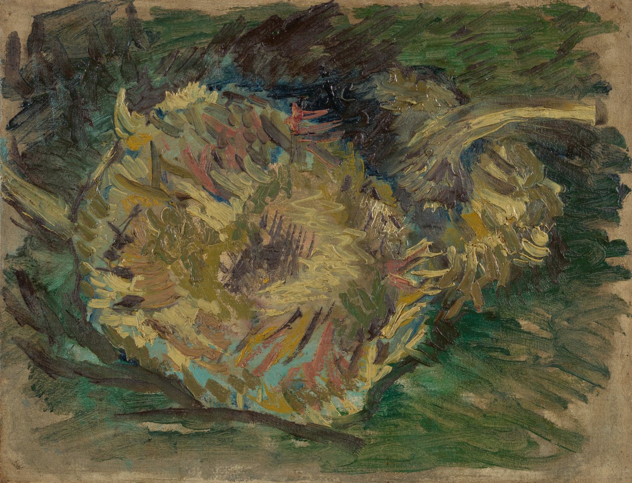 Zonnebloemen in zaad door Vincent van Gogh