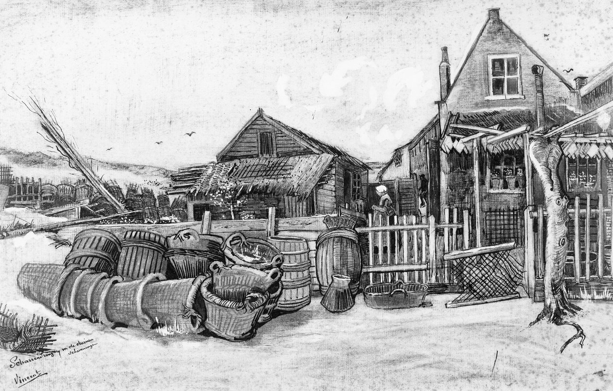 De visdroogschuur in Scheveningen, c.1882 door Vincent van Gogh