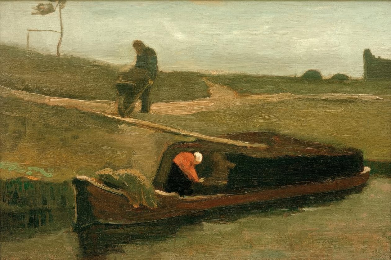 Turfboot met twee figuren door Vincent van Gogh