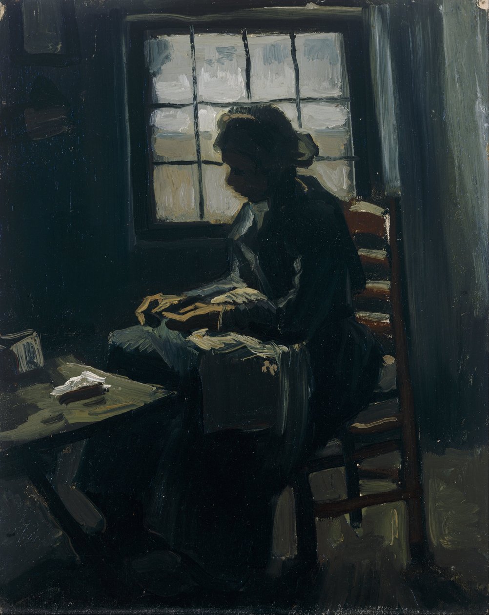 Vrouw die naait door Vincent van Gogh