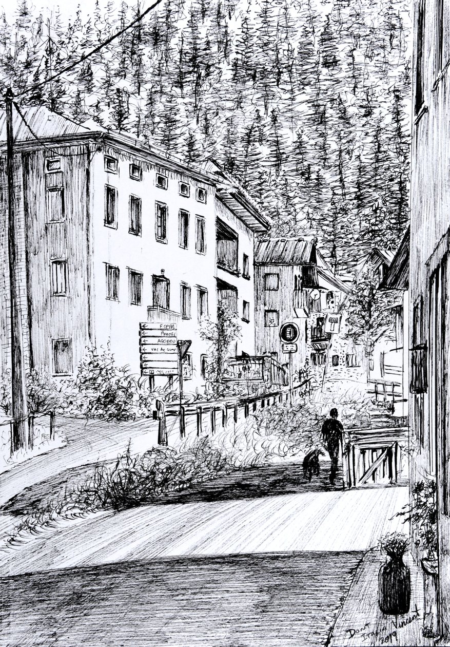 Hoofdstraat in Dont Italië, 2019 door Vincent Alexander Booth