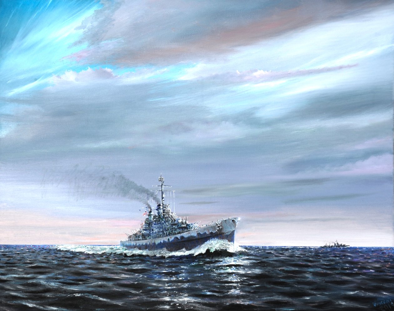USS Atlanta patrouilleert Guardalcanal 1942 door Vincent Alexander Booth