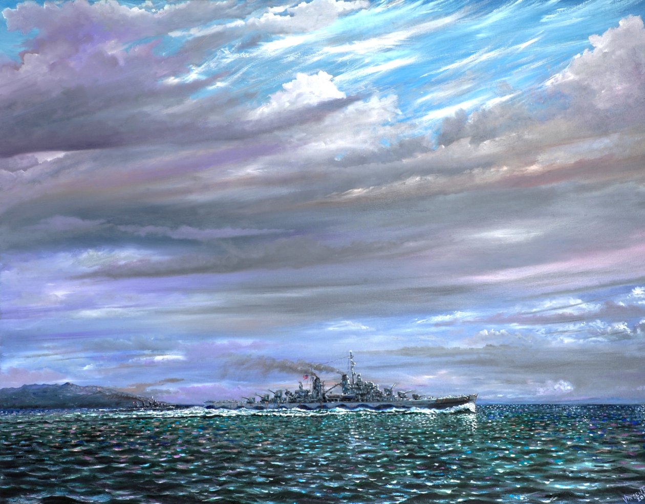 USS Juneau Guardalcanal 1942 door Vincent Alexander Booth