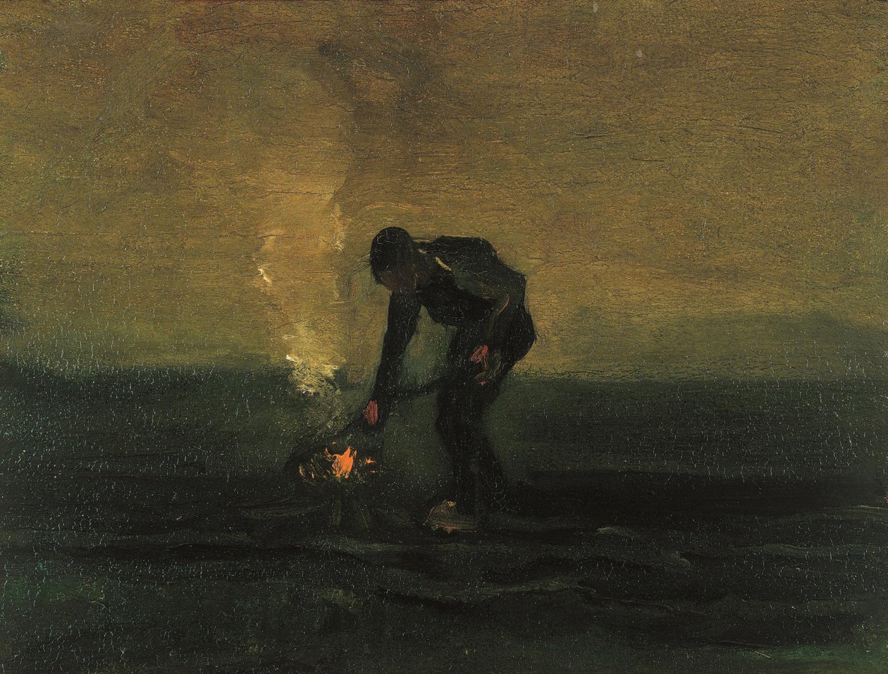 Boer die onkruid verbrandt, 1883 door Vincent van Gogh