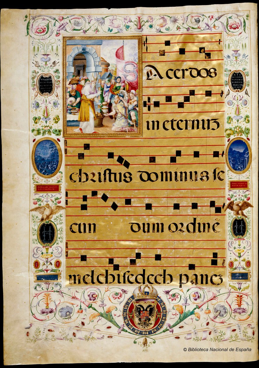 Antiphonarium en graduaat van Karel V, Melchisedek door Vincent Raymond