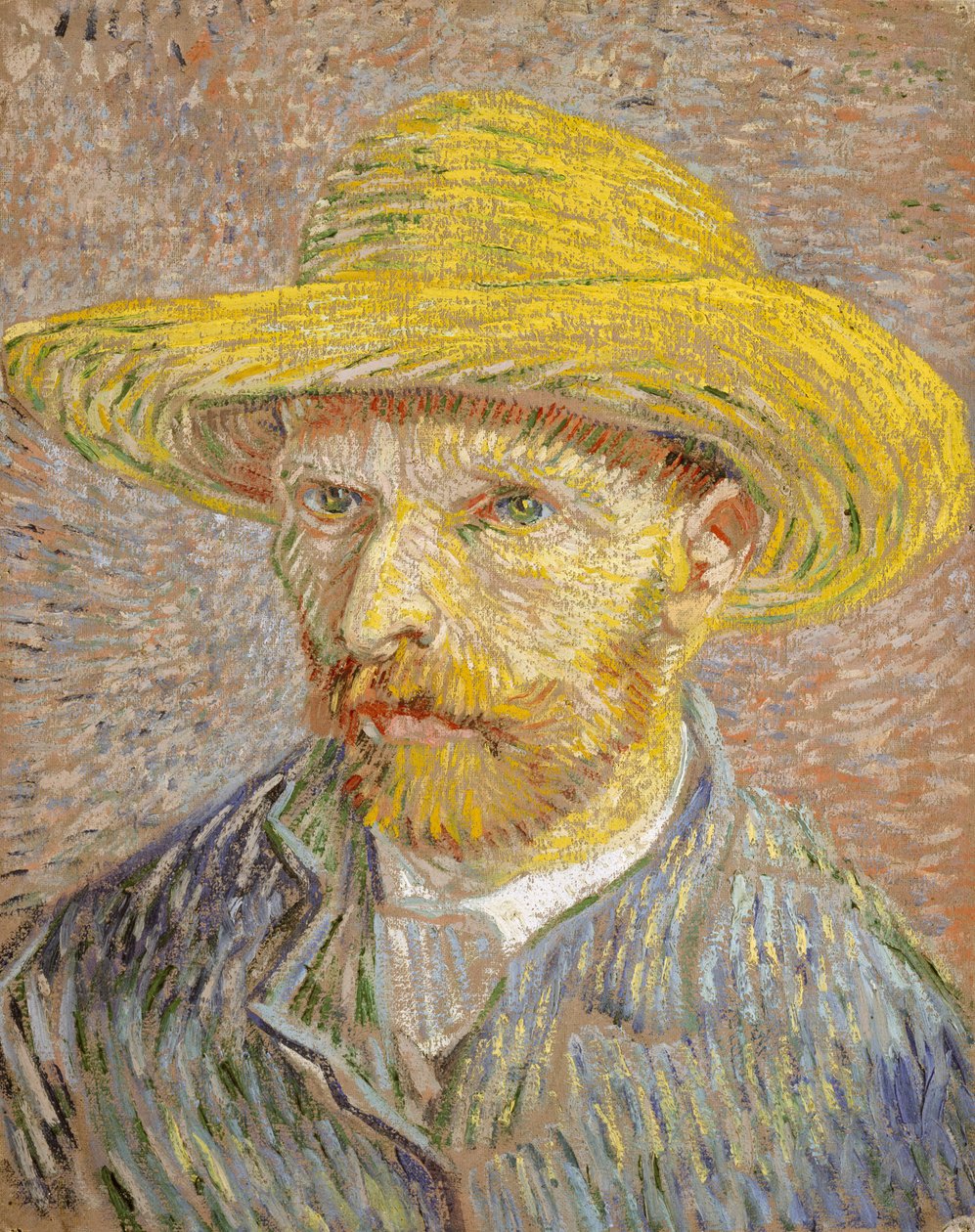 Zelfportret met strohoed door Vincent van Gogh