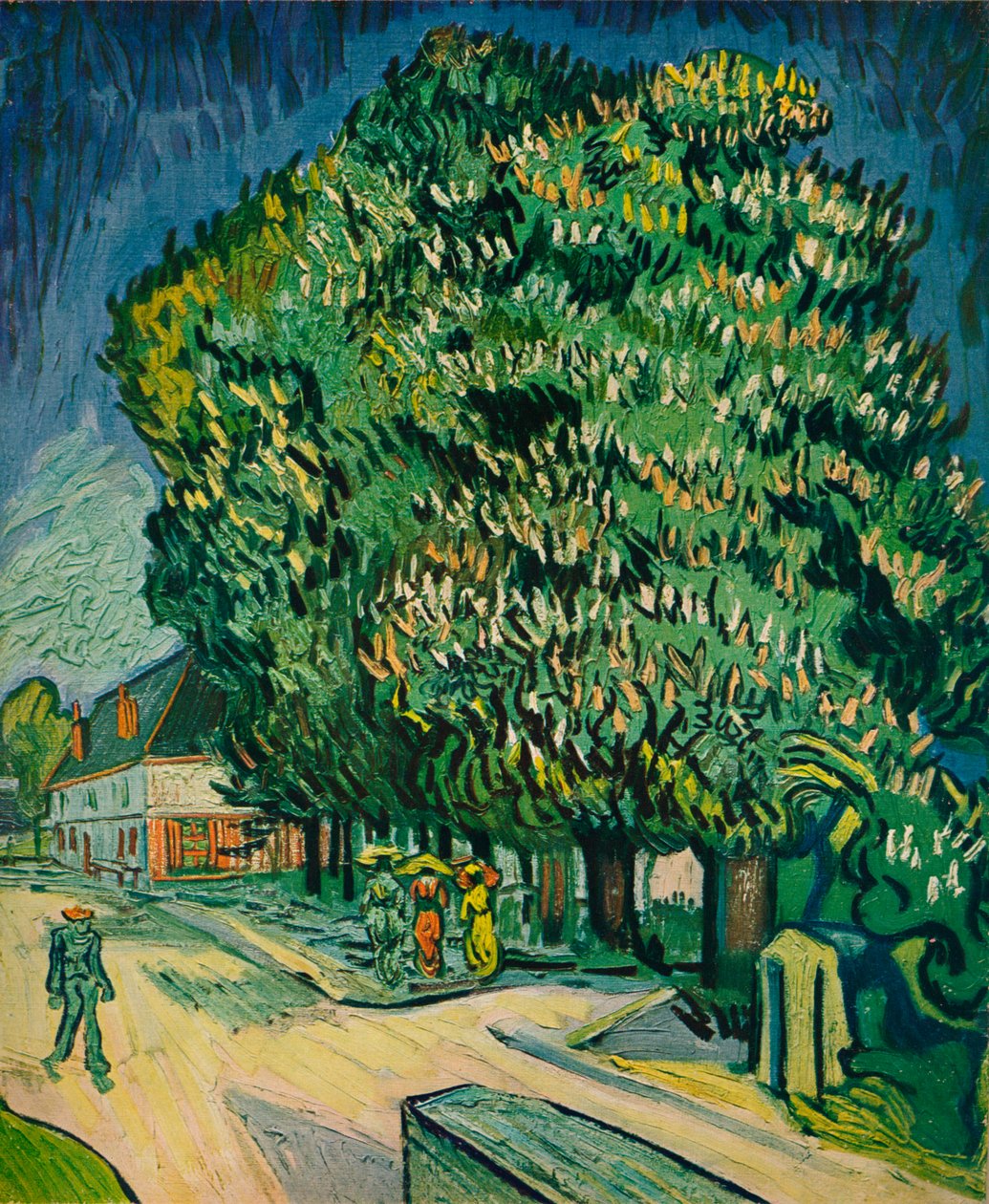 Kastanjebomen in bloei, 1890 door Vincent van Gogh