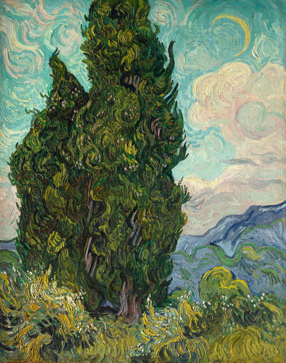 Cipressen, 1889 door Vincent van Gogh