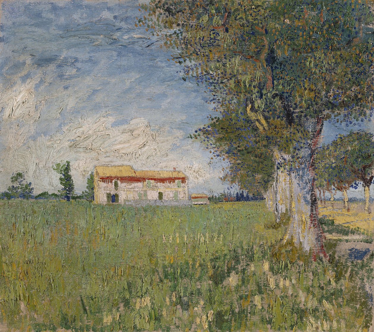 Boerderij in een tarweveld, 1888 door Vincent van Gogh