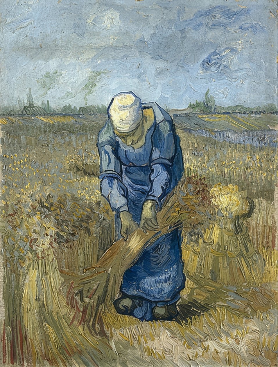 Boerin die schoven bindt (naar Millet) door Vincent van Gogh