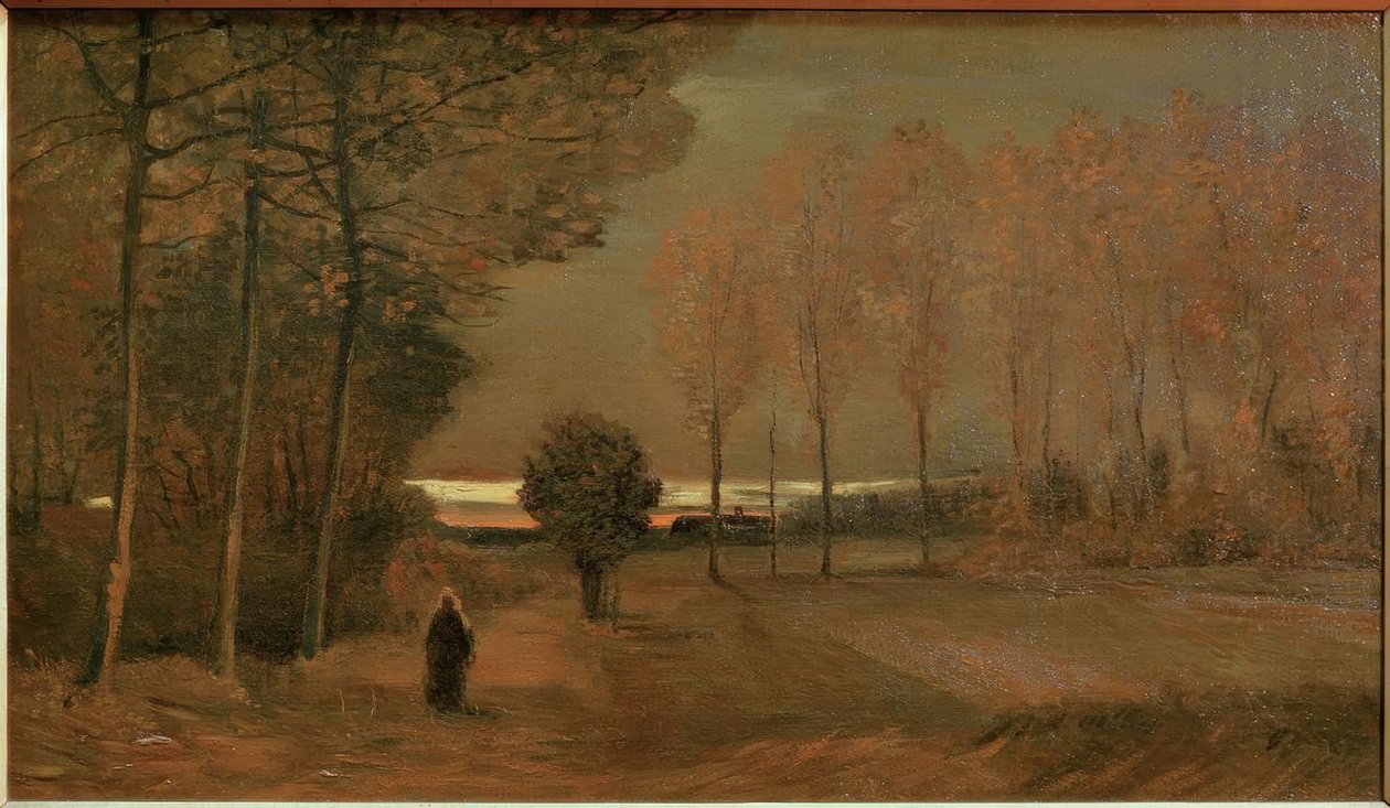 Herfstlandschap bij avond door Vincent van Gogh