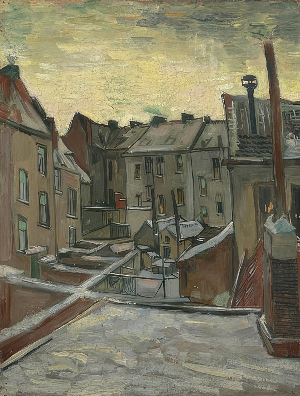 Achterhoven in Antwerpen. 1885-86 door Vincent van Gogh