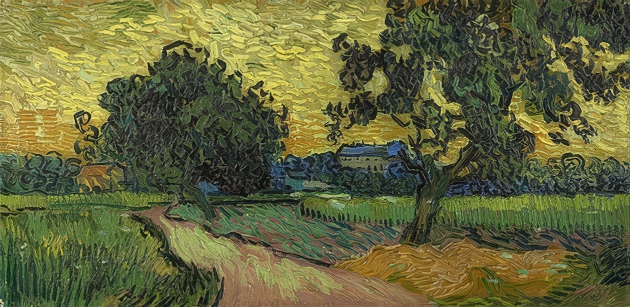 Landschap in de schemering door Vincent van Gogh
