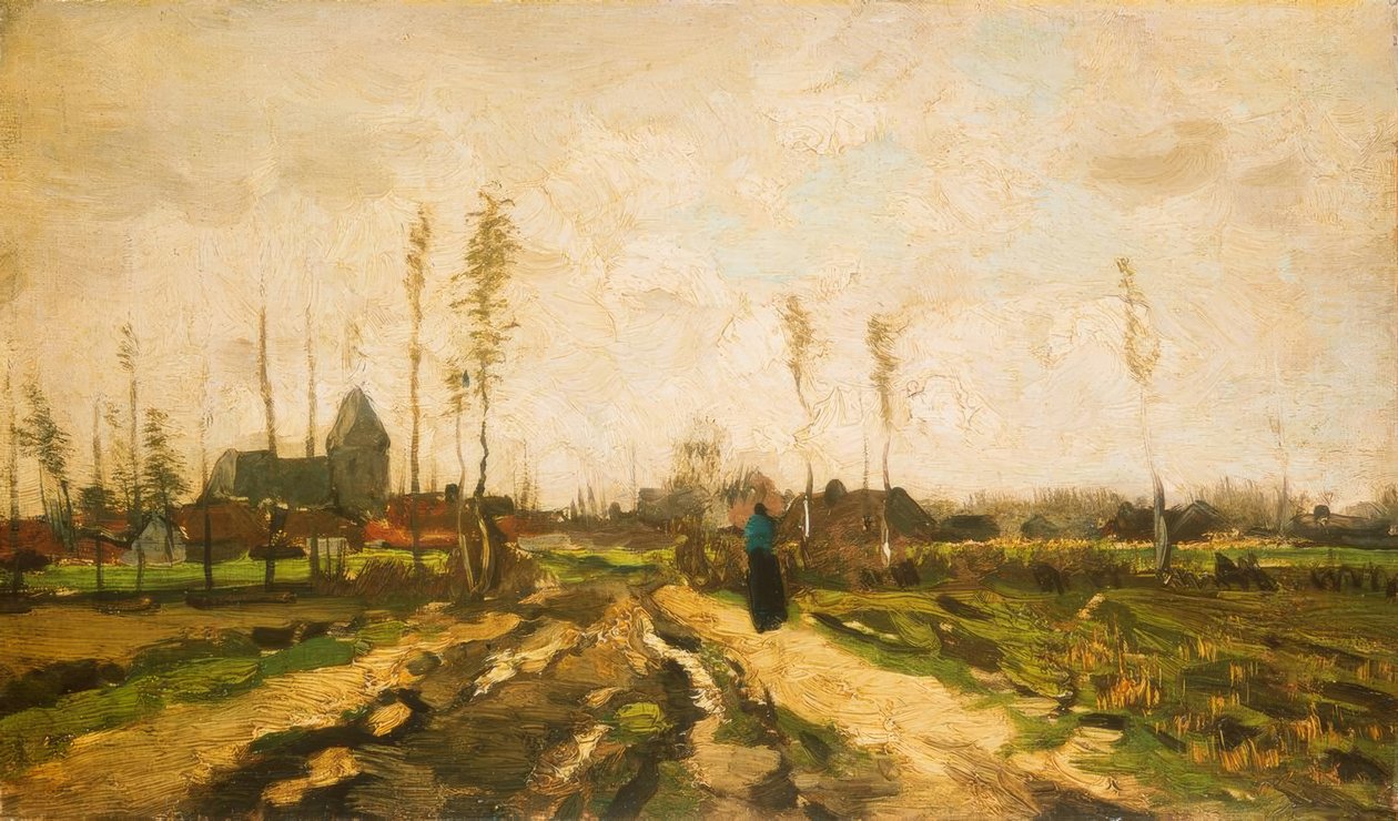 Landschap met Kerk en Huizen door Vincent van Gogh