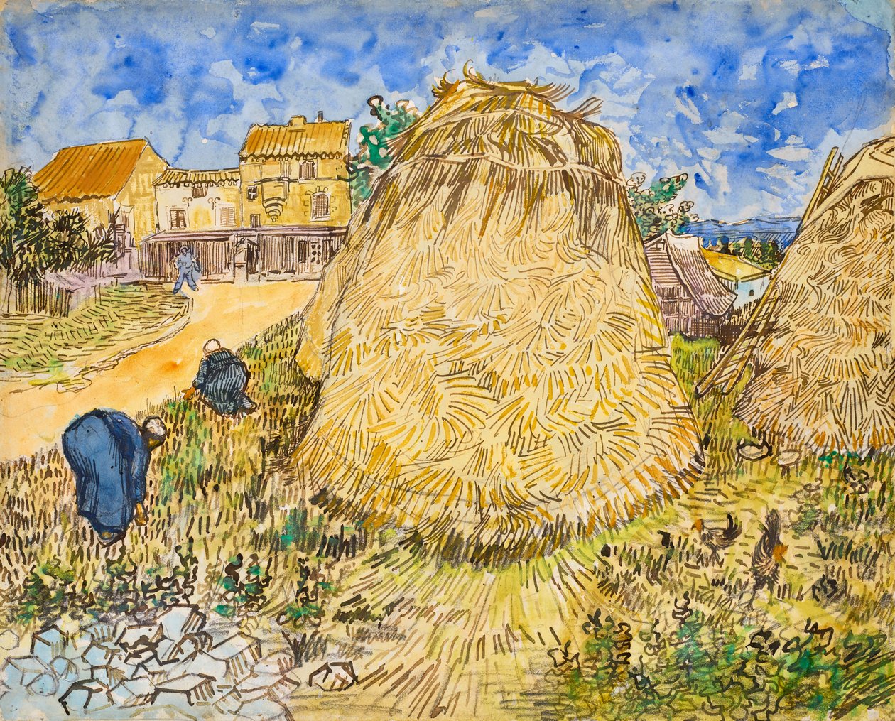 Meules de blé door Vincent van Gogh