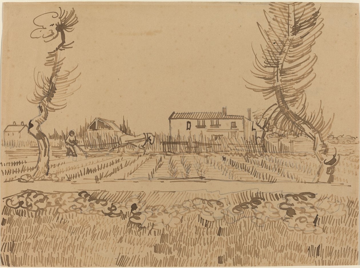 Ploeger in de velden bij Arles door Vincent van Gogh