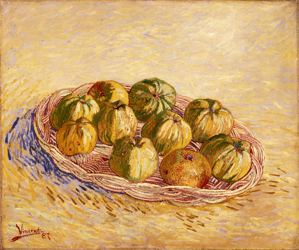 Stilleven, mand met appels door Vincent van Gogh