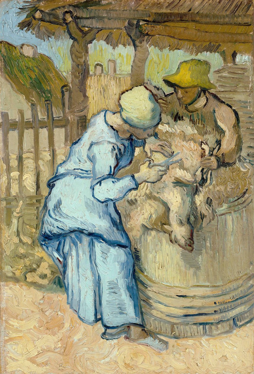 De schaapscheerder naar Millet, 1889 door Vincent van Gogh