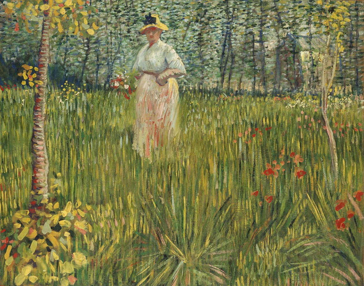 Vrouw in een tuin, 1887 door Vincent van Gogh
