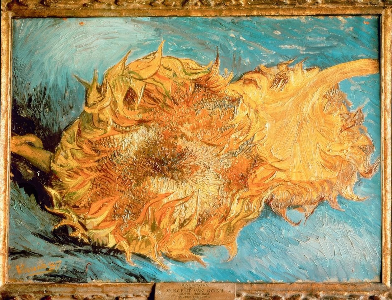 Twee afgesneden zonnebloemen door Vincent van Gogh