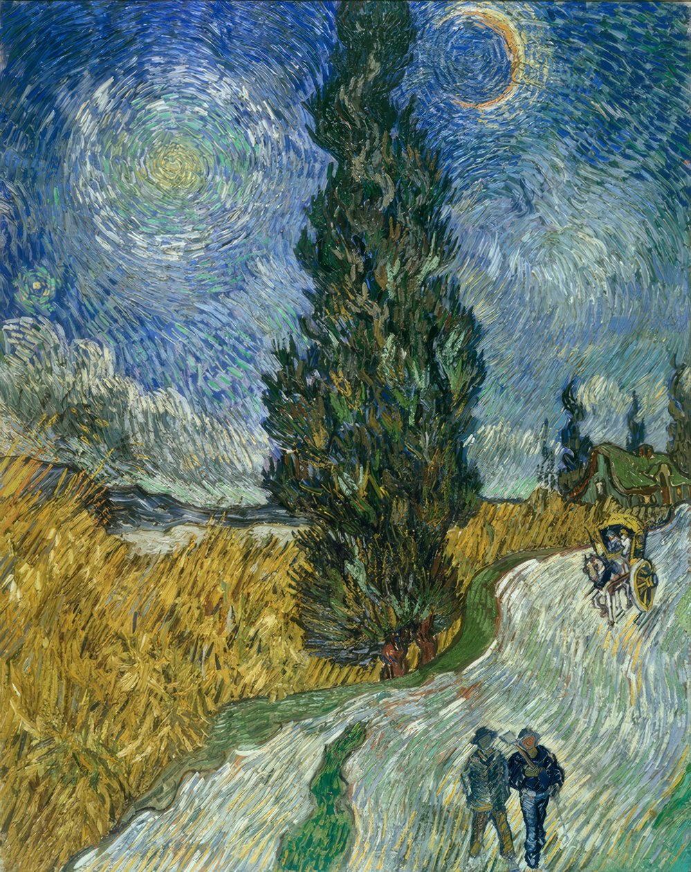 Cypressenweg onder de sterrenhemel door Vincent van Gogh