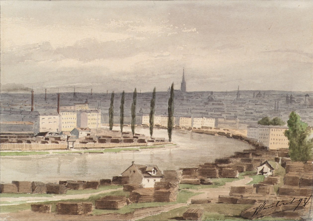 Het Donaukanaal in Wenen door Vincenz Havlicek