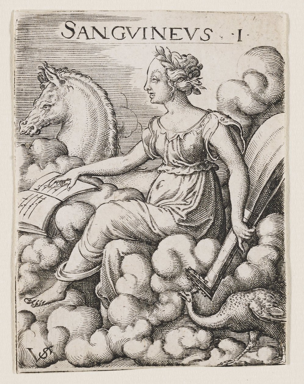 Sanguinisch Temperament, c.1530-62 (gravure) door Virgilius the elder Solis