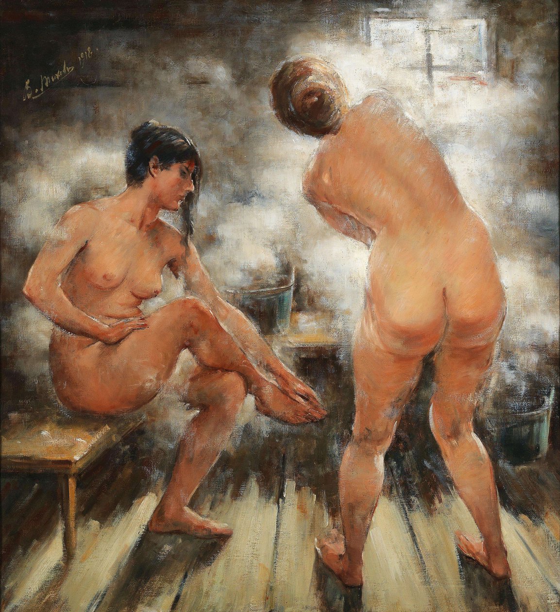 In een Russische stoomsauna, 1918 door Vitali Gavrilovich Tikhov