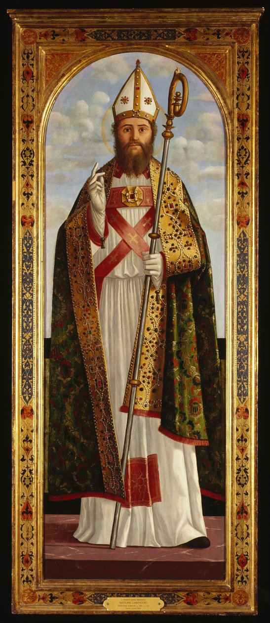 Een bisschop heilige zegent door Vittore Carpaccio