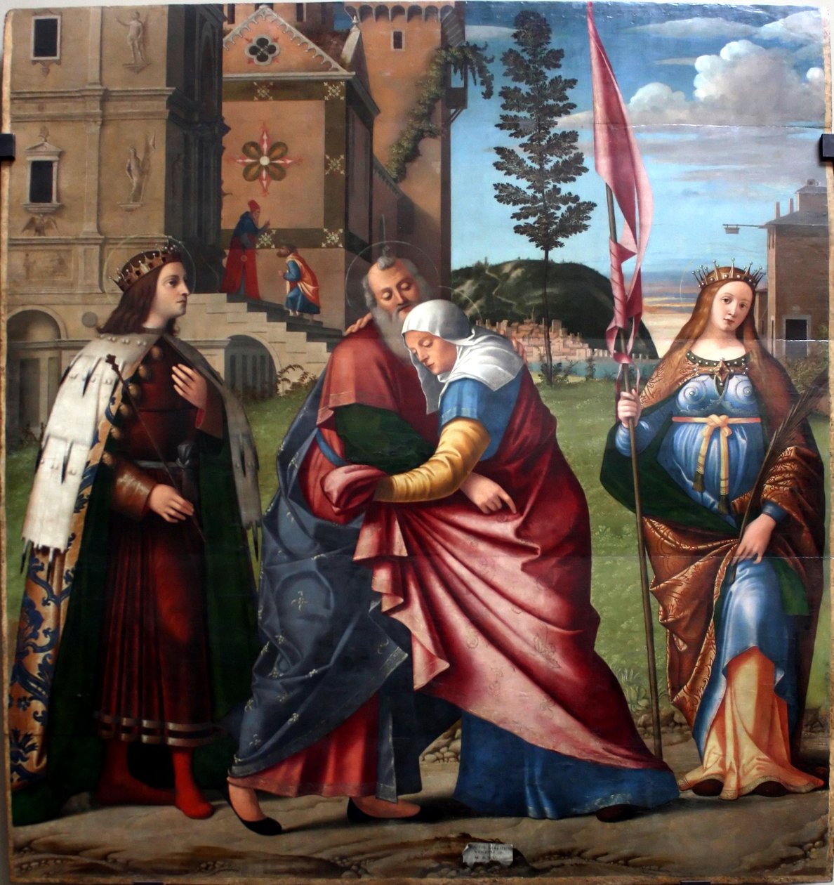 Ontmoeting van Joachim en Anna met Sint Lodewijk IX en Sint Libera door Vittore Carpaccio
