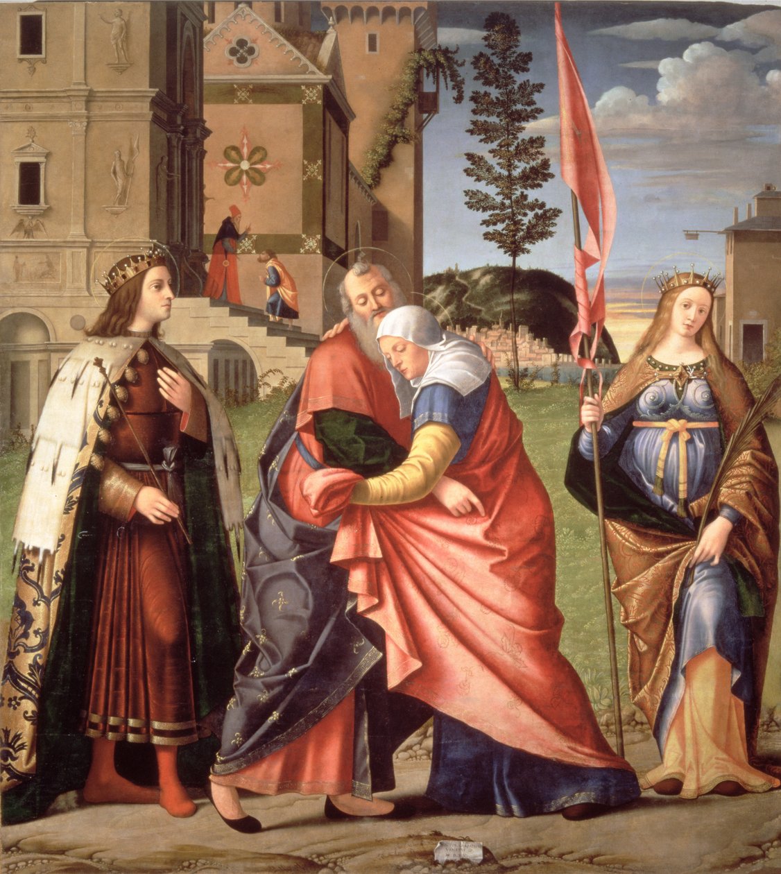 De Ontmoeting bij de Gouden Poort met Heiligen, 1515 door Vittore Carpaccio