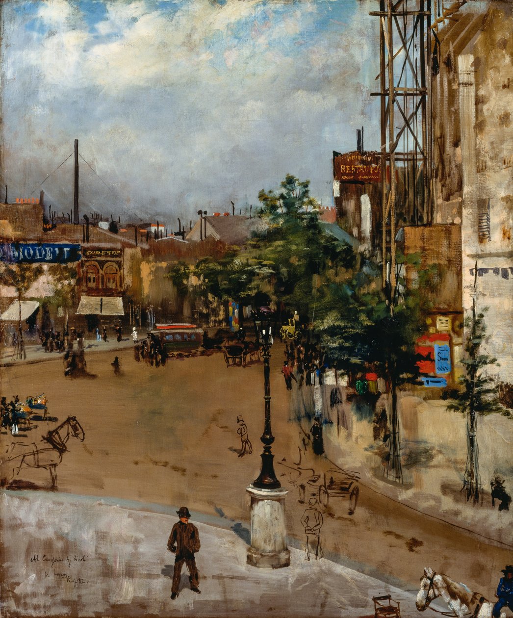 Parijse straat door Vittorio Matteo Corcos