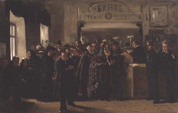 Faillissement, 1880 door Vladimir Egorovic Makovsky
