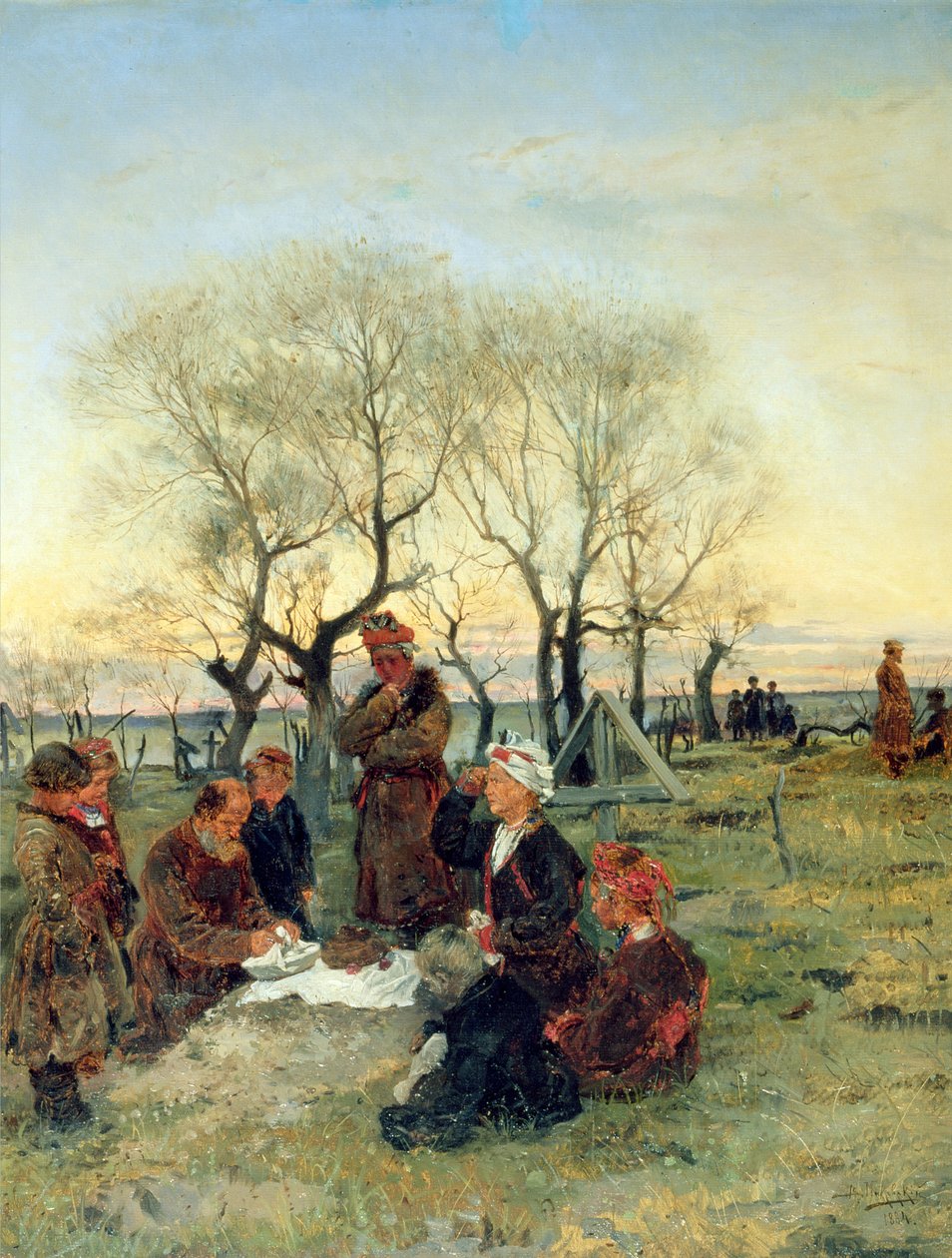 Begrafenismaal bij het Graf, 1884 door Vladimir Egorovic Makovsky