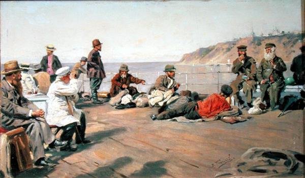 Aan dek door Vladimir Egorovic Makovsky