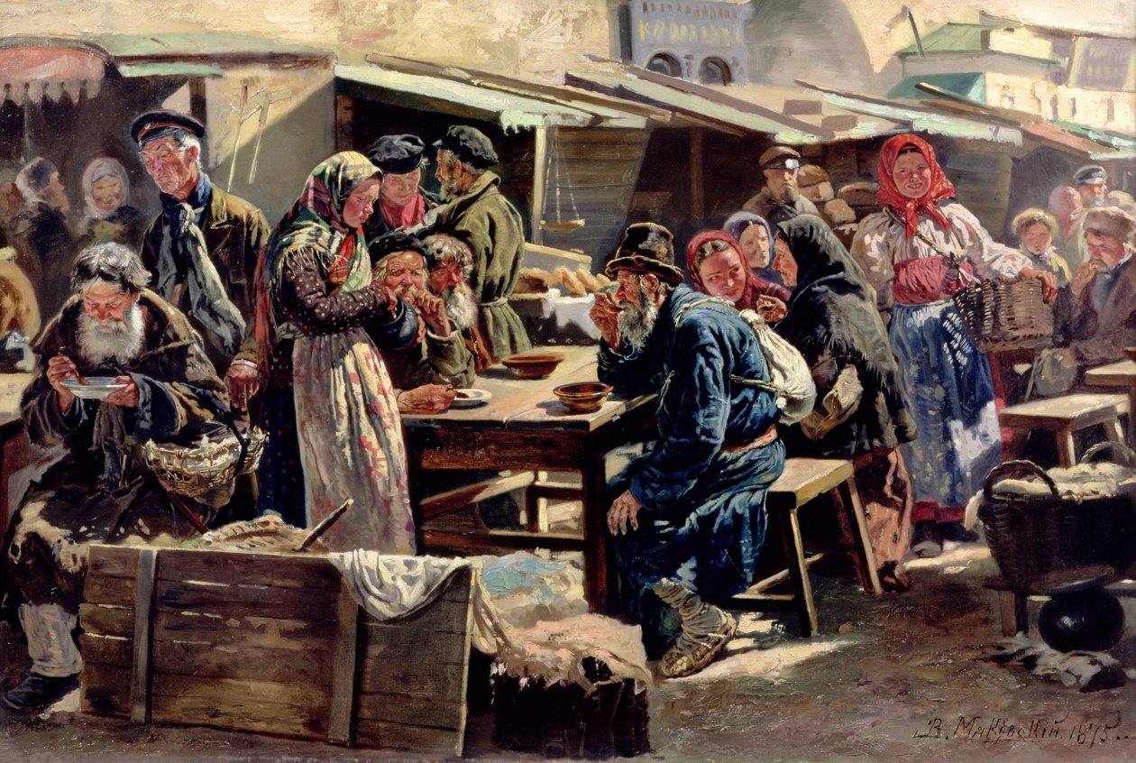De Maaltijd, 1875 door Vladimir Egorovic Makovsky