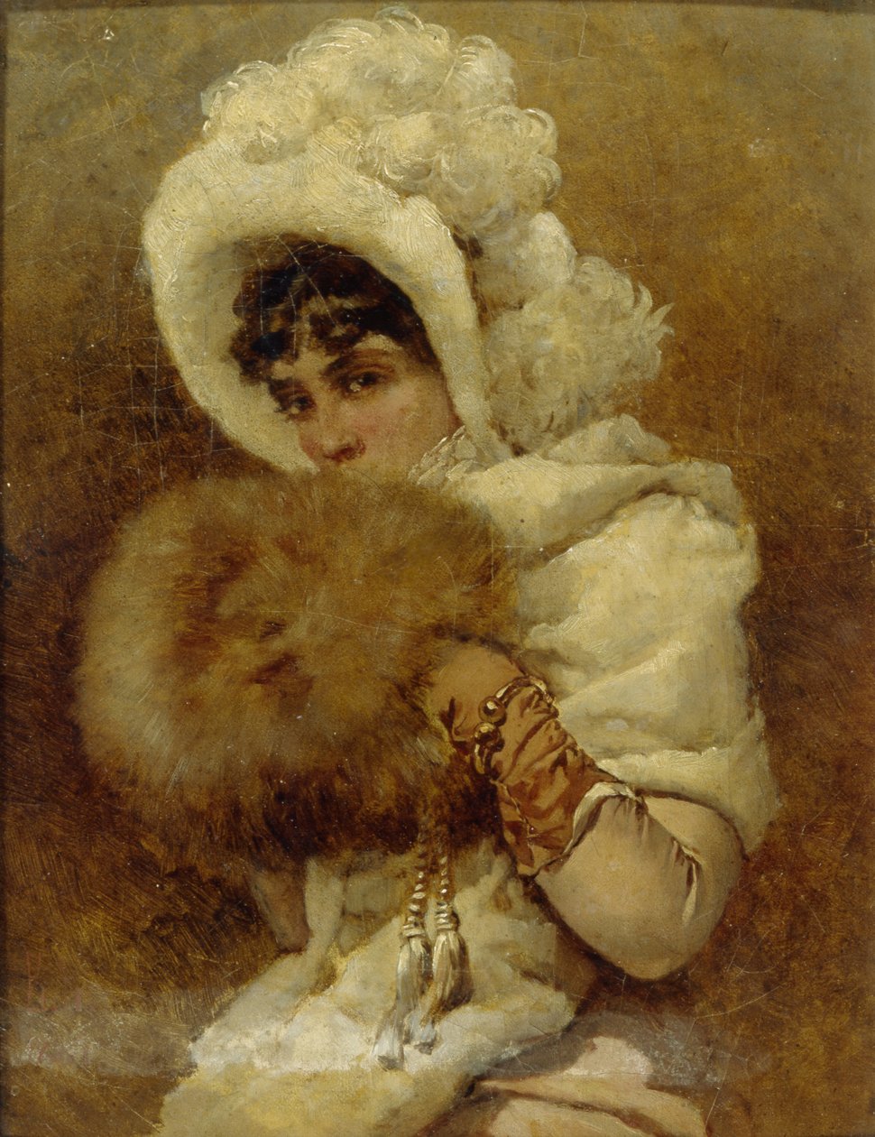 Meisje met een mof, 1884 door Vladimir Egorovic Makovsky