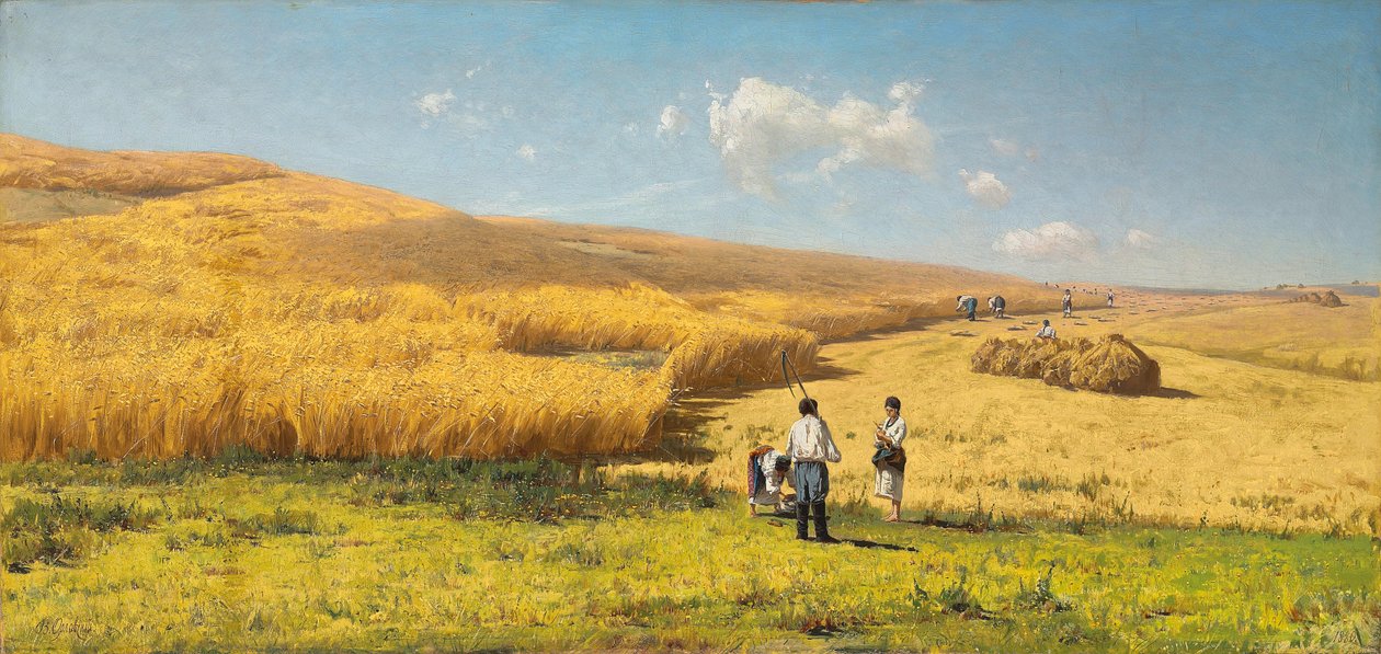 Oogst in Oekraïne, 1880 door Vladimir Orlovsky