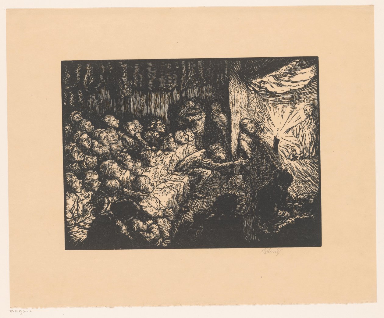 Poppentheater door Vladimir Silovsky (signed by artist)