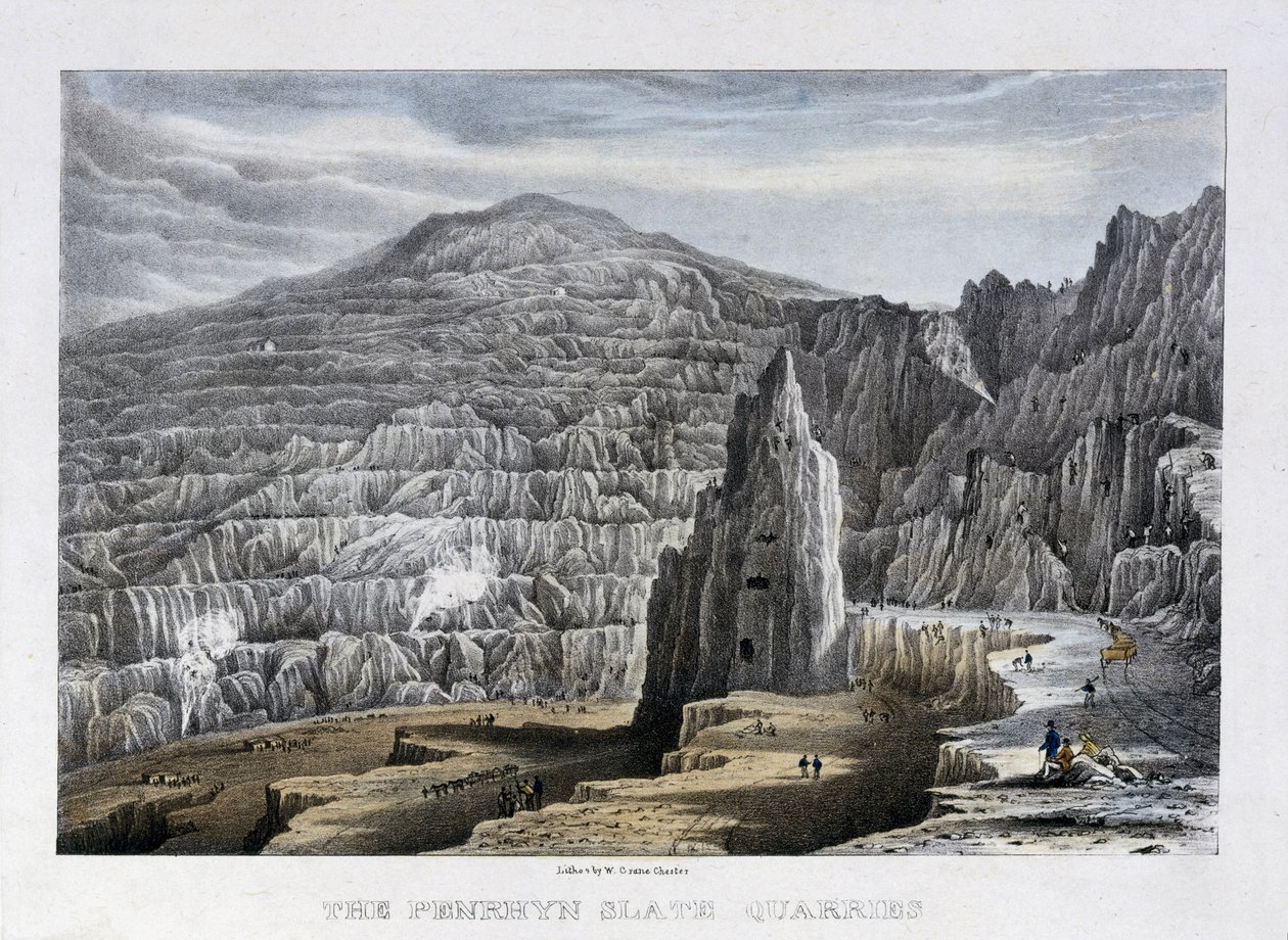 De Penrhyn leisteengroeven, 1842 door Walter Crane