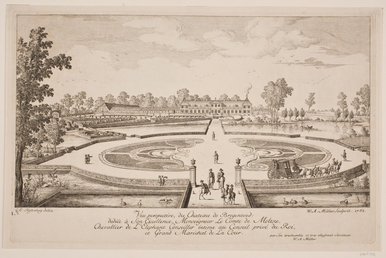Vue perspective du Chateau de Bregentved door W.A. Müller