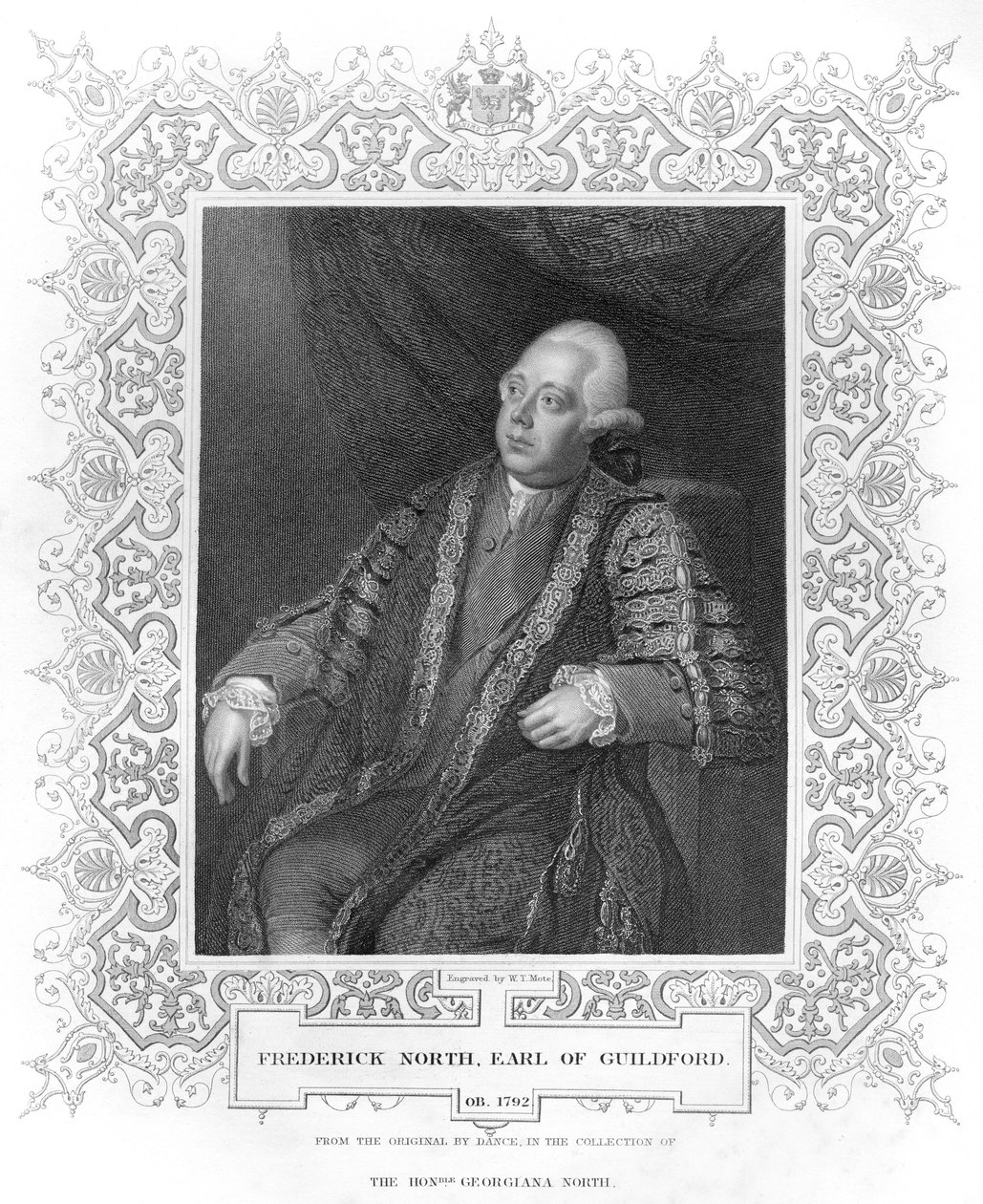 Portret van Frederick North, Graaf van Guildford door W.T. Mote