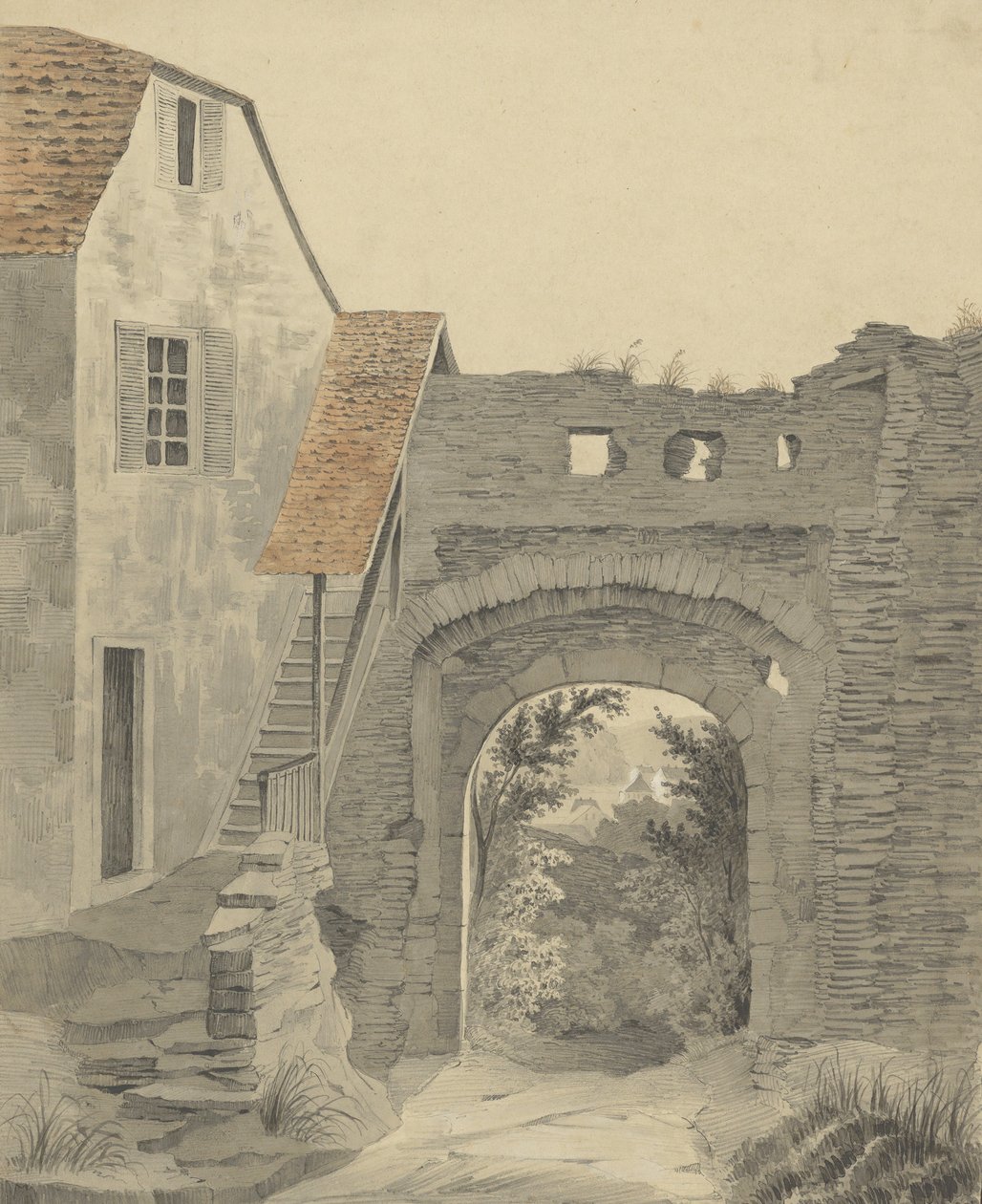 Ingang naar Schloss Epstein, 1852 door W. Becker