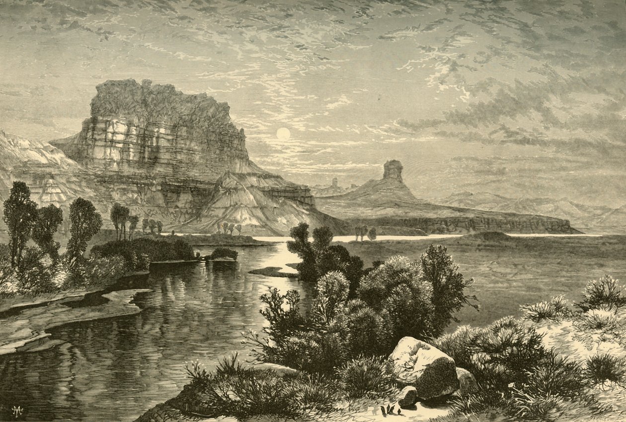 Kliffen van Green River, 1874 door W. Roberts