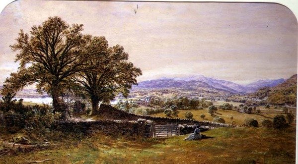 Dame in een landschap, Ambleside door Waller Hugh Paton