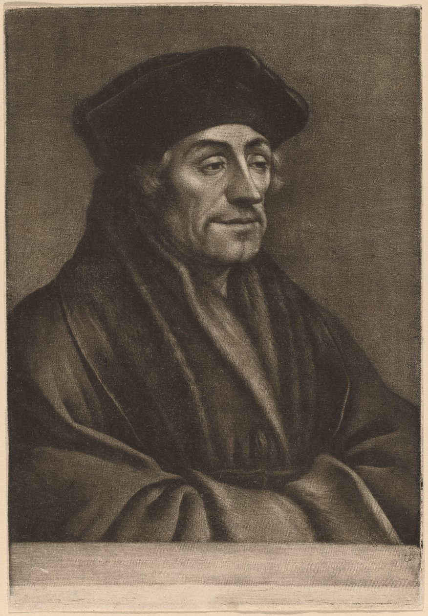 Erasmus door Wallerant Vaillant after Hans Holbein the Younger