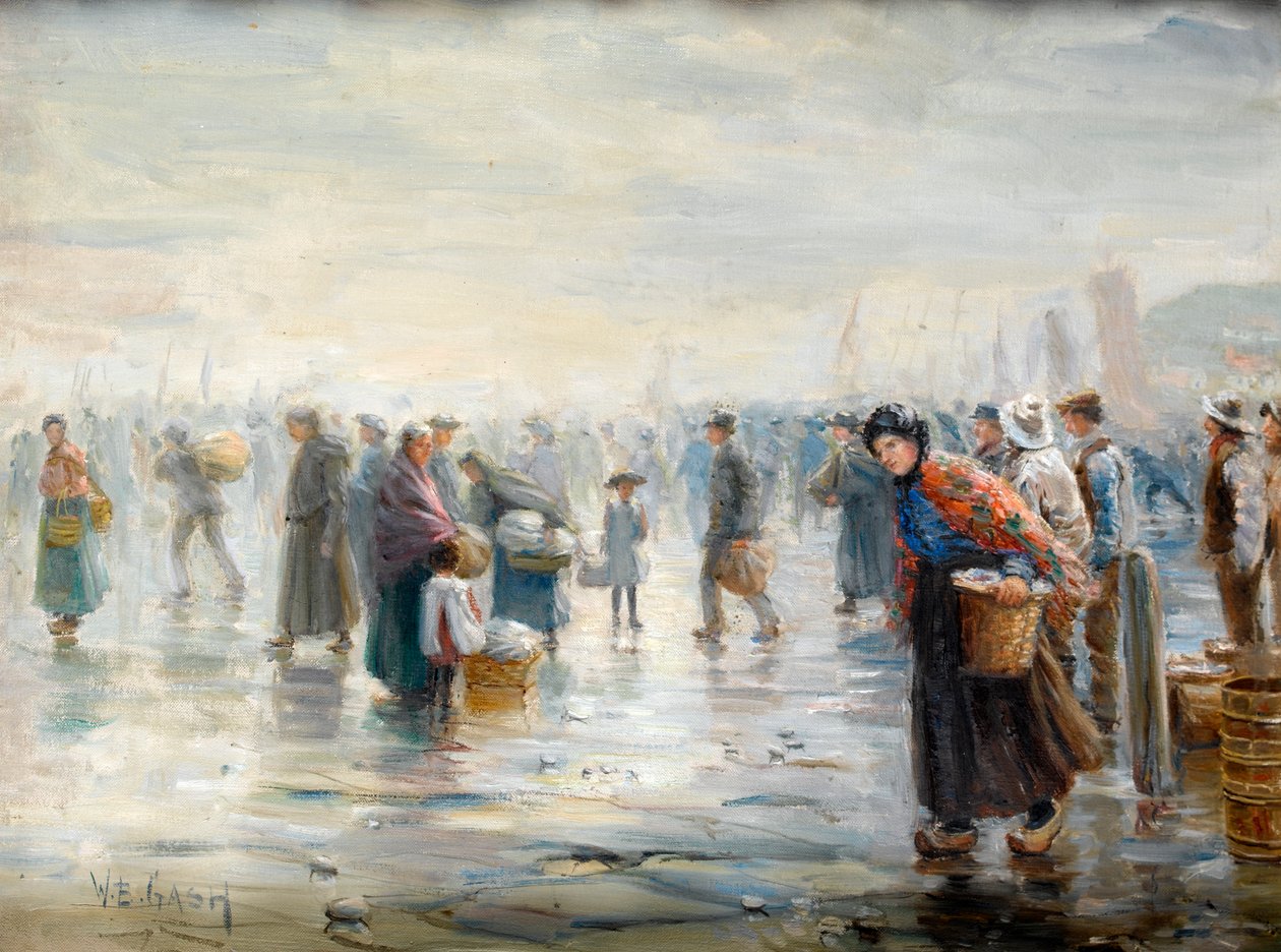Mensenmassa op een regenachtige dag door Walter Bonner Gash